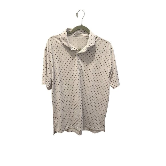 Oliver Ridley White & Purple Paisley Print Polo Shirt L Lightweight Short Sleeve - Picture 1 of 5